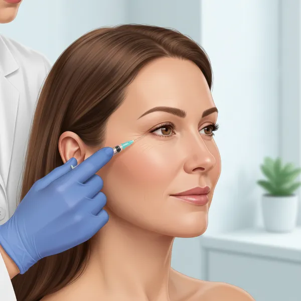 mujer recibiendo tratamiento de botox en las patas de gallo en clínica funes dental y estética en málaga